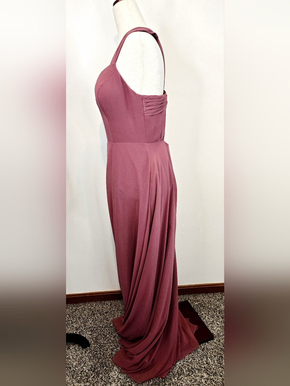 Azazie Desert Rose Bridesmaid Dress Open Back Formal Gown Classic Minimalist - Picture 11 of 11
